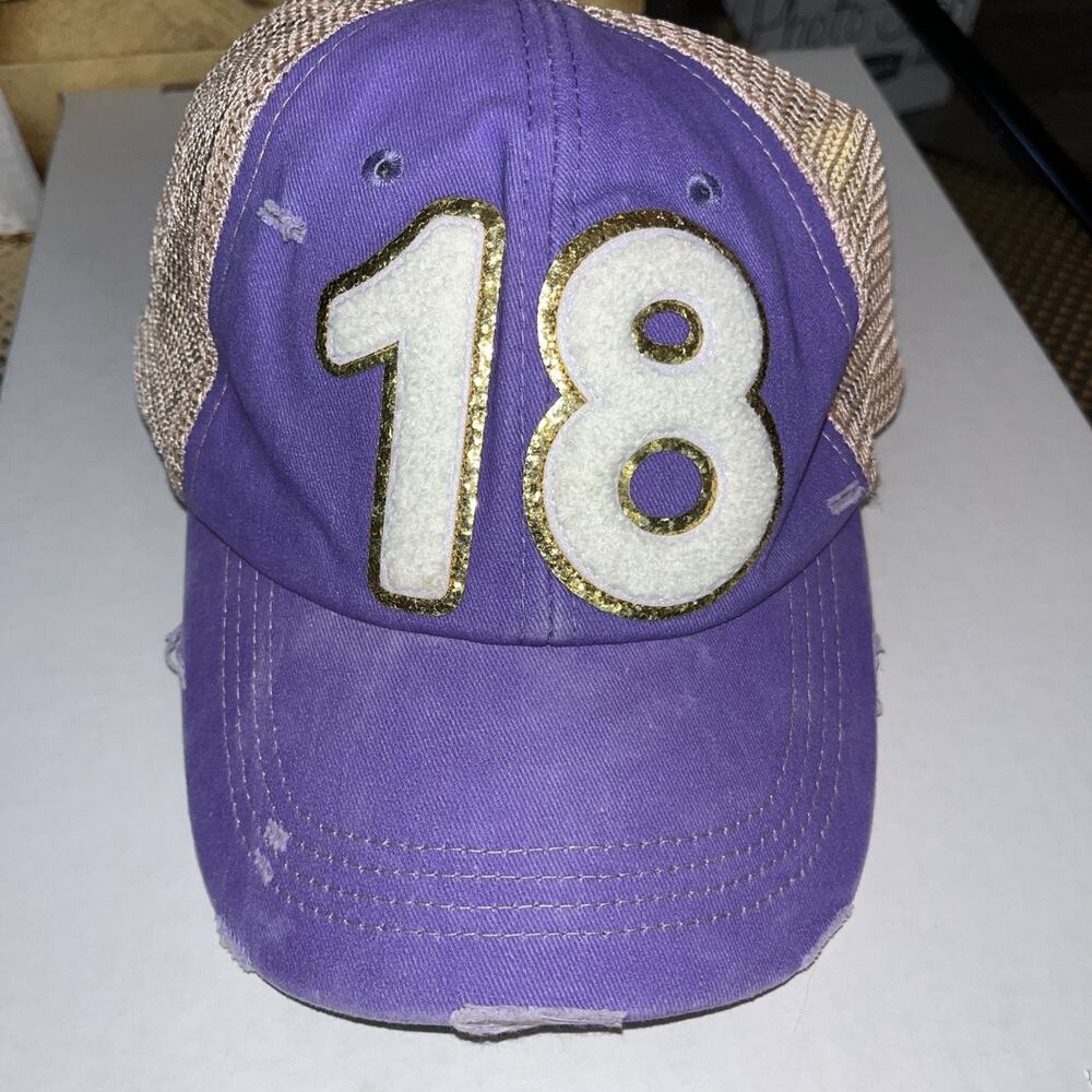 Purple Distressed Trucker Hat 18 Birthday Gift NWOT Tees2urdoor